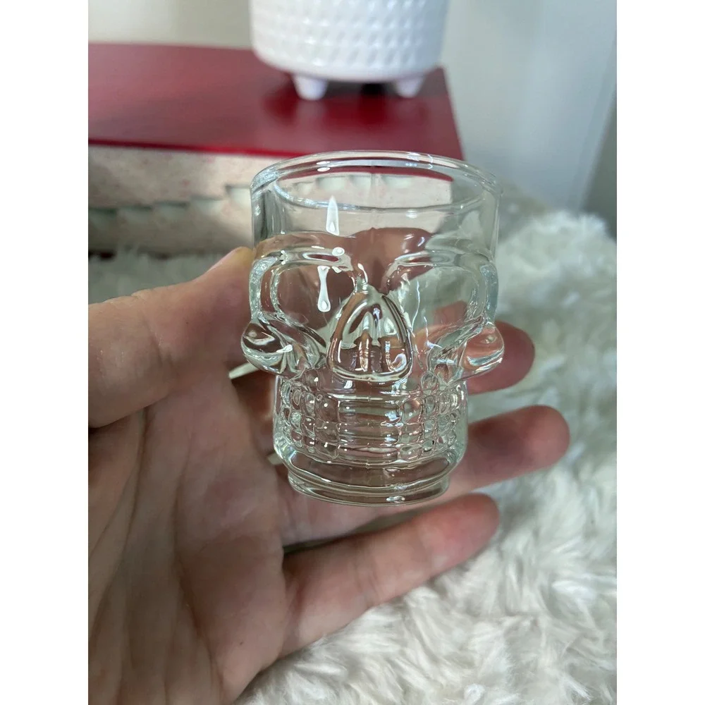 Skull Shot Glass Set 6 Piece 1.7oz 50ml Clear Glass Gothic Barware Halloween